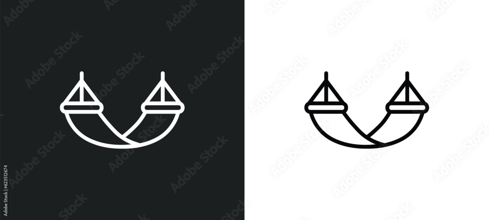 Poster hammock icon isolated in white and black colors. hammock outline vector icon from hotel and restaura
