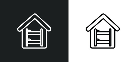 hostel icon isolated in white and black colors. hostel outline vector icon from hotel and restaurant collection for web, mobile apps and ui. - obrazy, fototapety, plakaty