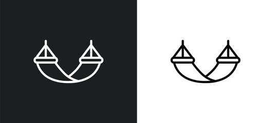 hammock icon isolated in white and black colors. hammock outline vector icon from hotel and restaurant collection for web, mobile apps and ui.