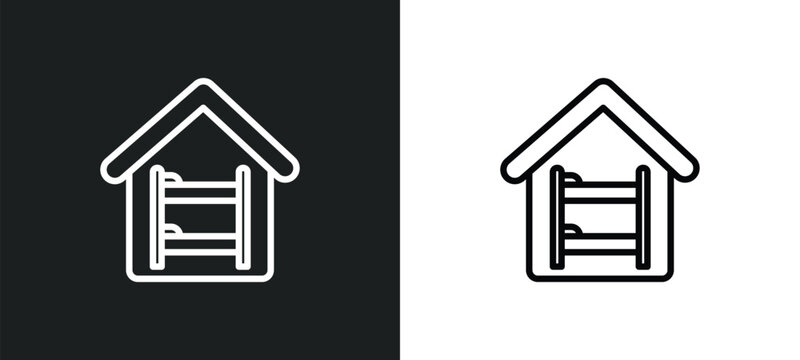 hostel icon isolated in white and black colors. hostel outline vector icon from hotel and restaurant collection for web, mobile apps and ui.