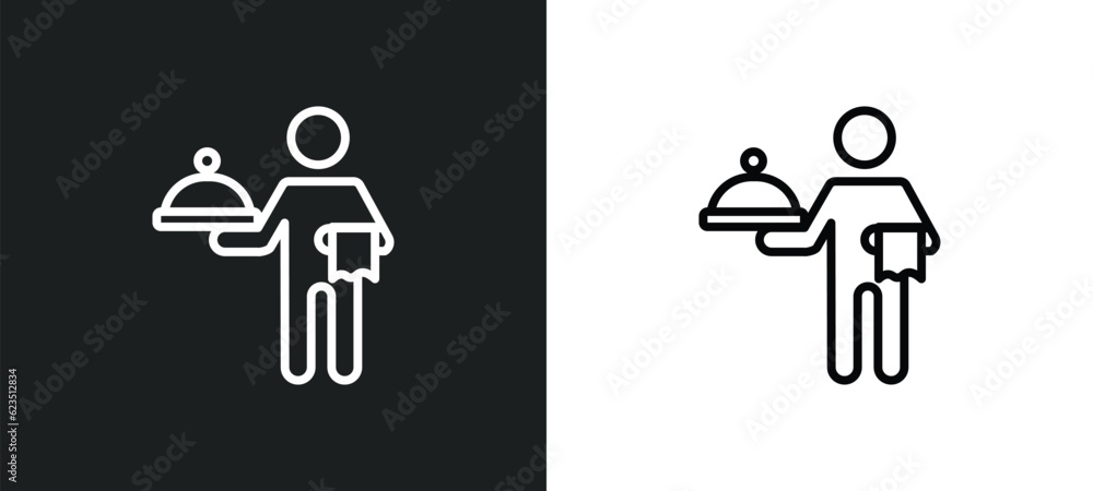 Poster servant icon isolated in white and black colors. servant outline vector icon from hotel and restaura