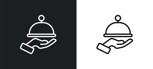 restaurant tray icon isolated in white and black colors. restaurant tray outline vector icon from hotel and restaurant collection for web, mobile apps and ui.