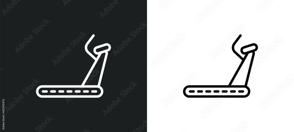 Poster running hine icon isolated in white and black colors. running hine outline vector icon from gym and 