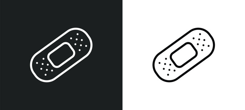 band aid icon isolated in white and black colors. band aid outline vector icon from health and medical collection for web, mobile apps and ui.