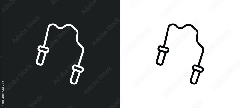 Poster skip rope icon isolated in white and black colors. skip rope outline vector icon from gym and fitnes