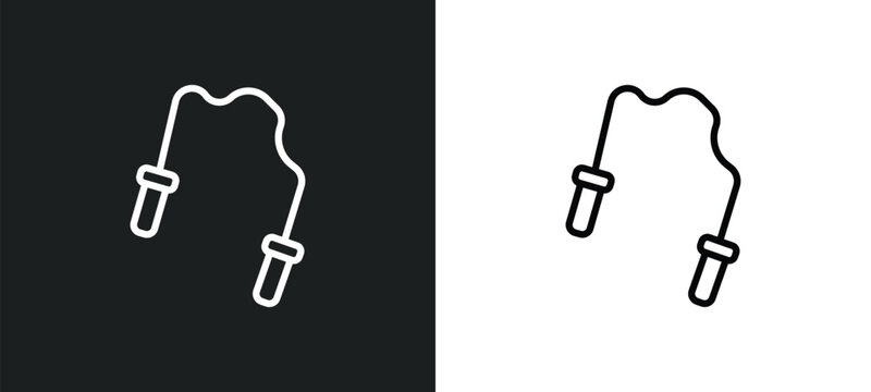 skip rope icon isolated in white and black colors. skip rope outline vector icon from gym and fitness collection for web, mobile apps and ui.