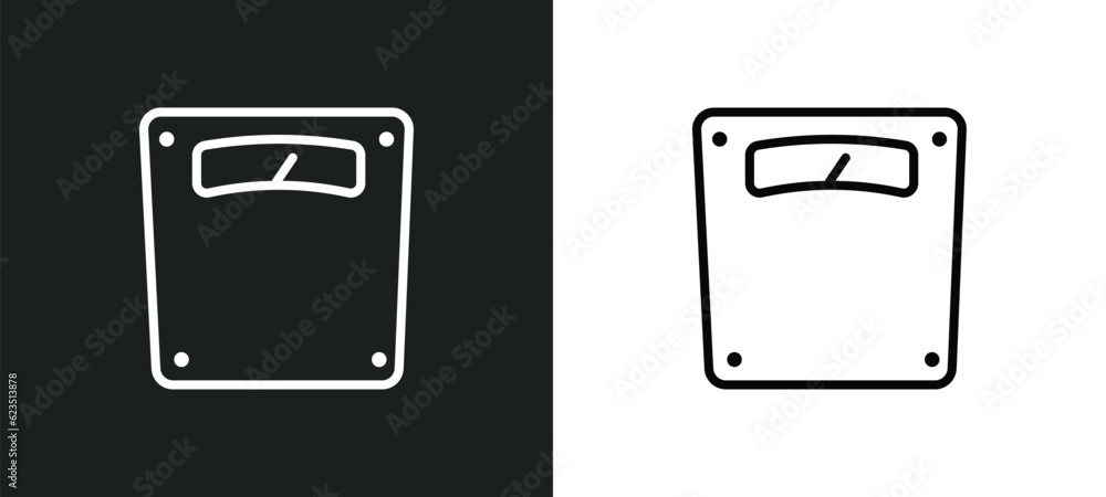 Poster scale icon isolated in white and black colors. scale outline vector icon from gymandfitness collecti