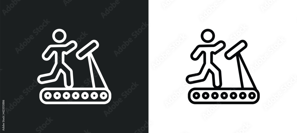 Poster running treadmill icon isolated in white and black colors. running treadmill outline vector icon fro