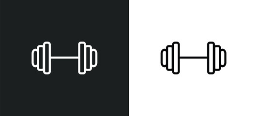 barbell weightlifting icon isolated in white and black colors. barbell weightlifting outline vector icon from gym and fitness collection for web, mobile apps and ui.