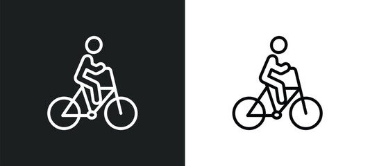 riding bicycle icon isolated in white and black colors. riding bicycle outline vector icon from gym and fitness collection for web, mobile apps and ui.