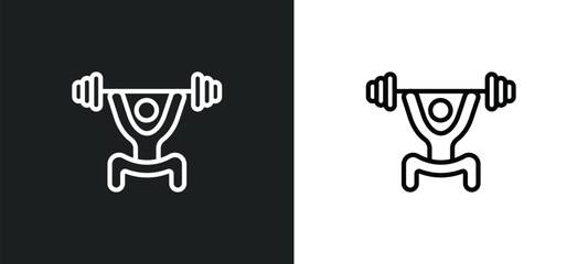 lifting barbell icon isolated in white and black colors. lifting barbell outline vector icon from gym and fitness collection for web, mobile apps and ui.
