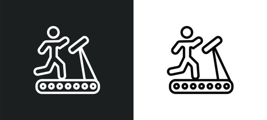 running treadmill icon isolated in white and black colors. running treadmill outline vector icon from gym and fitness collection for web, mobile apps and ui.