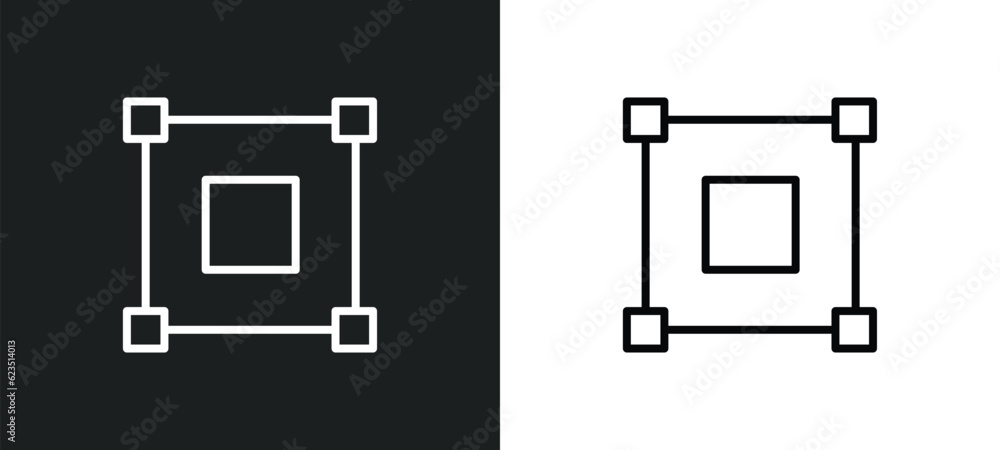 Poster bounding box icon isolated in white and black colors. bounding box outline vector icon from geometri