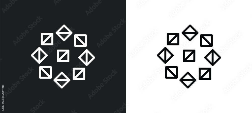 Poster polygonal ornament icon isolated in white and black colors. polygonal ornament outline vector icon f