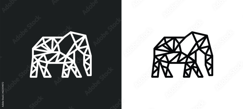 Poster polygonal elephant icon isolated in white and black colors. polygonal elephant outline vector icon f