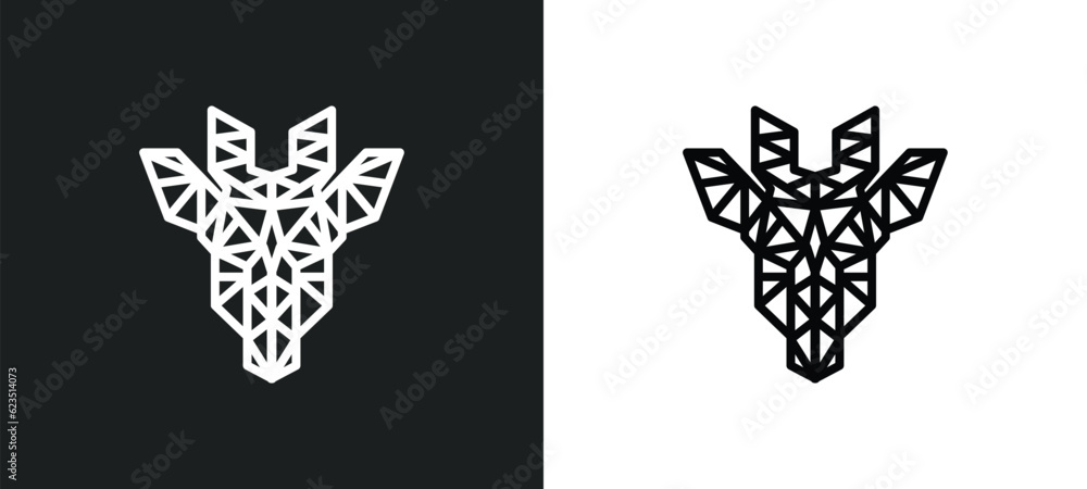 Poster polygonal giraffe icon isolated in white and black colors. polygonal giraffe outline vector icon fro
