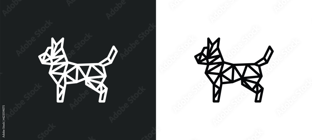 Poster polygonal dog icon isolated in white and black colors. polygonal dog outline vector icon from geomet