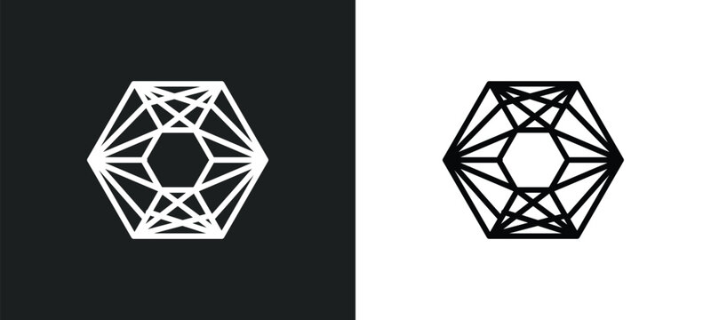 polygonal hexagonal icon isolated in white and black colors. polygonal hexagonal outline vector icon from geometry collection for web, mobile apps and ui.