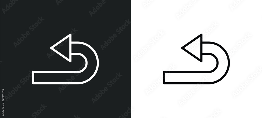 Poster undo icon isolated in white and black colors. undo outline vector icon from geometry collection for 