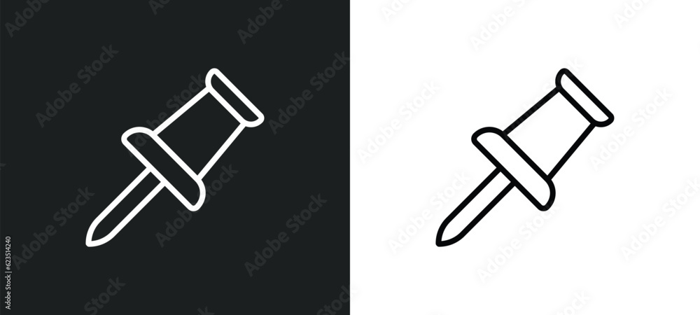 Poster push pin icon isolated in white and black colors. push pin outline vector icon from geometry collect