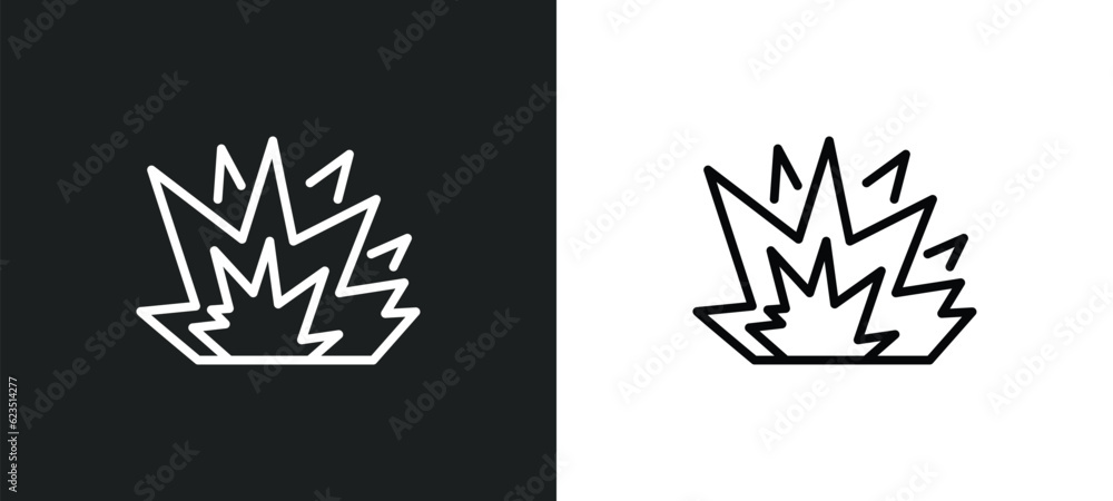 Poster explode icon isolated in white and black colors. explode outline vector icon from geometry collectio
