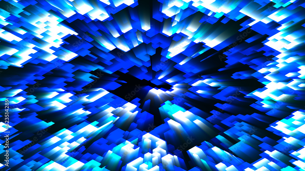Poster abstract pattern blue and white seamless mosaic background. computer image. fractal geometry: a port