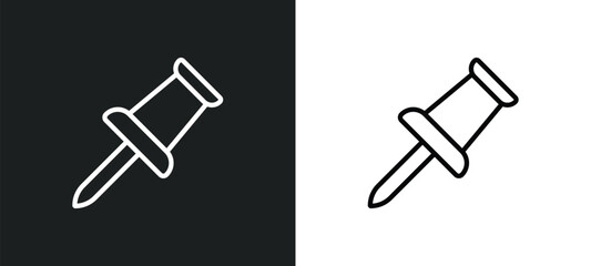 push pin icon isolated in white and black colors. push pin outline vector icon from geometry collection for web, mobile apps and ui.