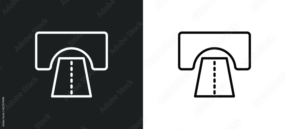 Poster road tunnel icon isolated in white and black colors. road tunnel outline vector icon from general co