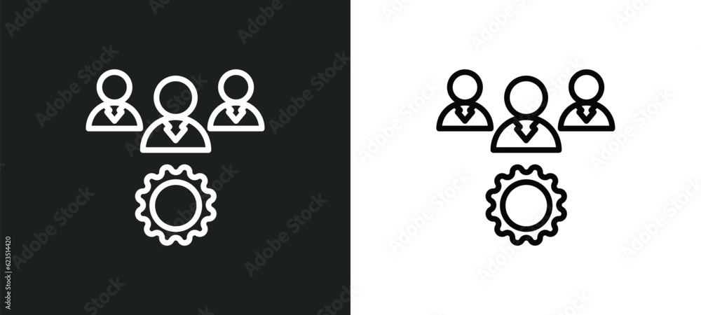 Poster project team icon isolated in white and black colors. project team outline vector icon from general 
