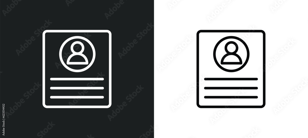Poster profile list icon isolated in white and black colors. profile list outline vector icon from general 