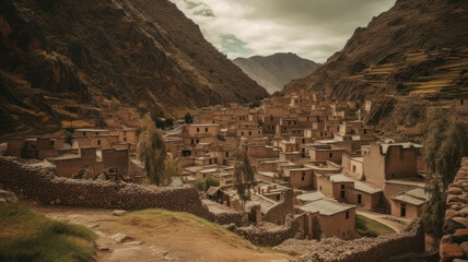 Scenic view of a Peruvian townscape against sky Generative AI