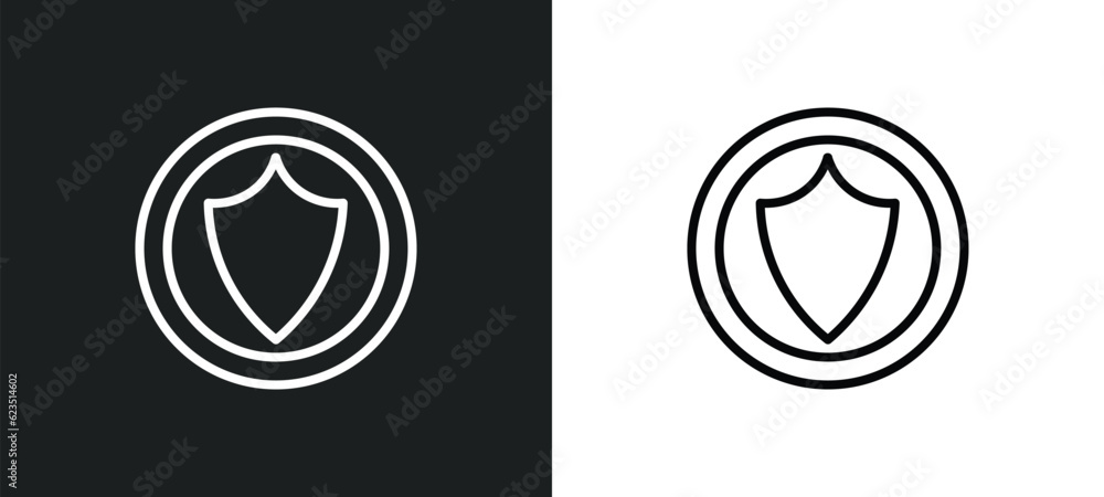 Poster insurance with a button icon isolated in white and black colors. insurance with a button outline vec