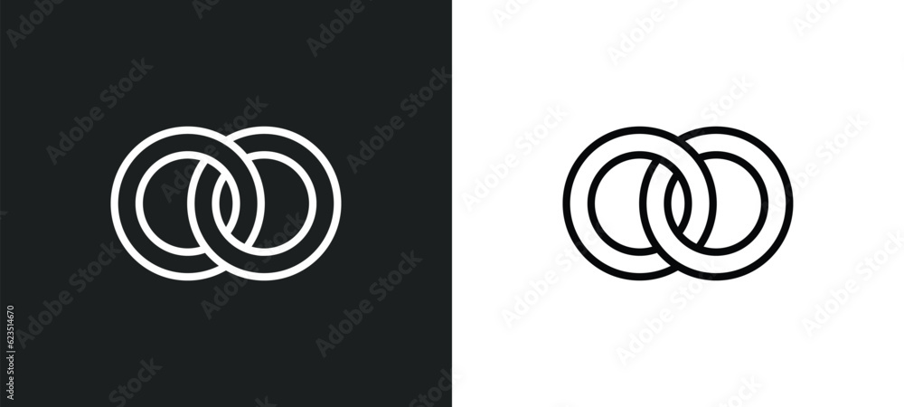 Poster interlocking rings icon isolated in white and black colors. interlocking rings outline vector icon f
