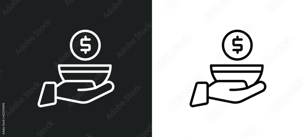 Aufkleber poor icon isolated in white and black colors. poor outline vector icon from general collection for w