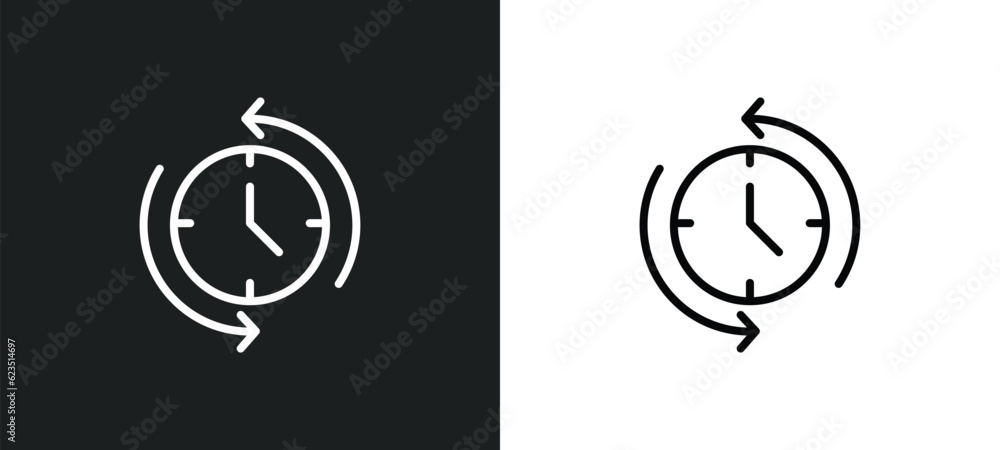 Poster rewind time icon isolated in white and black colors. rewind time outline vector icon from general co