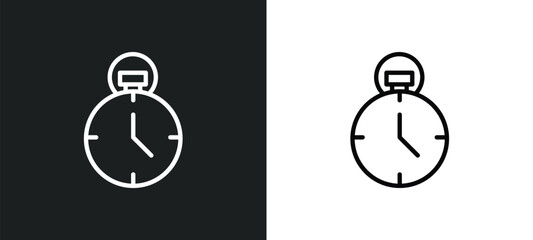 analog stopwatch icon isolated in white and black colors. analog stopwatch outline vector icon from general collection for web, mobile apps and ui.