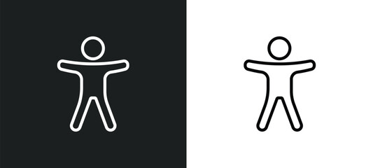 man with open arms icon isolated in white and black colors. man with open arms outline vector icon from general collection for web, mobile apps and ui.