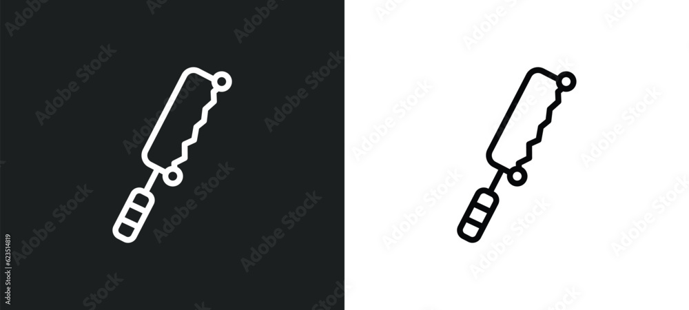 Poster fretsaw icon isolated in white and black colors. fretsaw outline vector icon from general collection