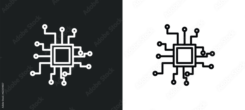 Poster information technology icon isolated in white and black colors. information technology outline vecto