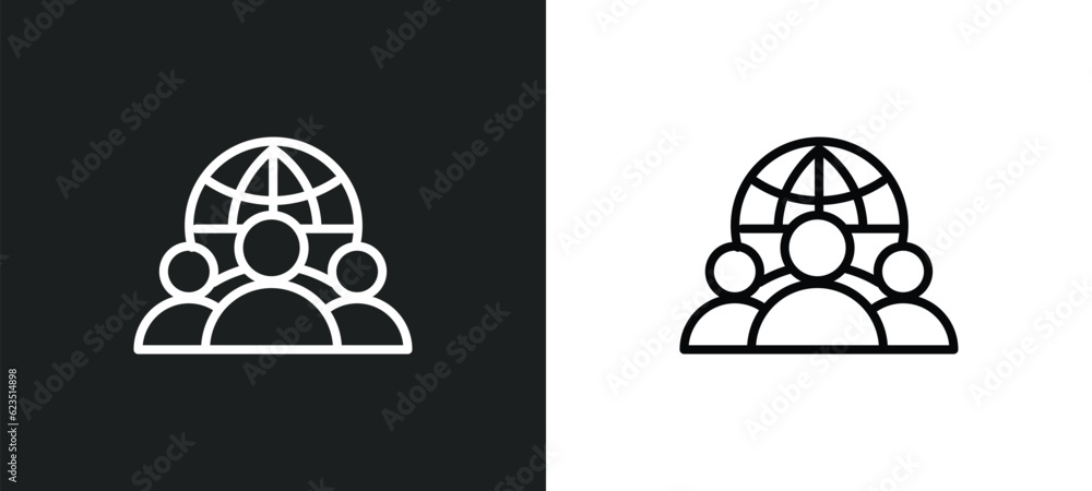 Poster team icon isolated in white and black colors. team outline vector icon from general collection for w