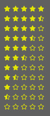 star rating set from 0 to 5 stars vector yellow color