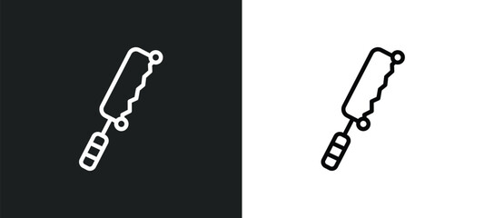 fretsaw icon isolated in white and black colors. fretsaw outline vector icon from general collection for web, mobile apps and ui.