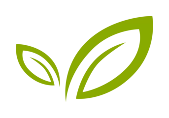 Fotobehang grünes Logo aus zwei abstrakten Blättern © thingamajiggs