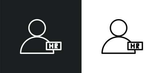 hr manager icon isolated in white and black colors. hr manager outline vector icon from general collection for web, mobile apps and ui.