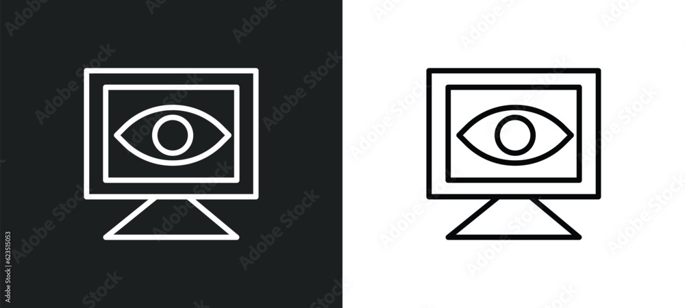 Poster computer vision icon isolated in white and black colors. computer vision outline vector icon from ge