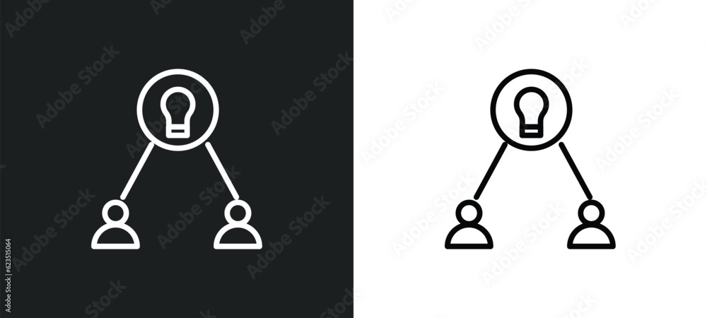 Poster collaborative idea icon isolated in white and black colors. collaborative idea outline vector icon f