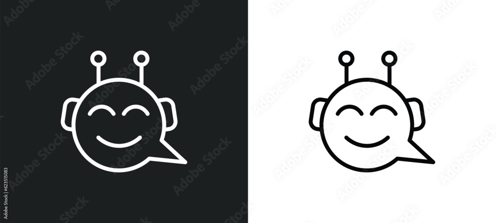Poster chat bot icon isolated in white and black colors. chat bot outline vector icon from general collecti