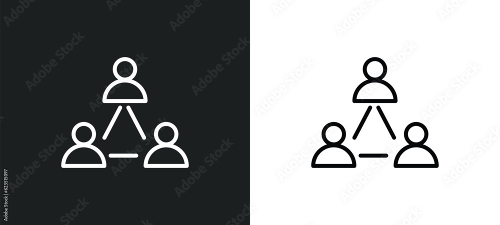 Poster business networking icon isolated in white and black colors. business networking outline vector icon