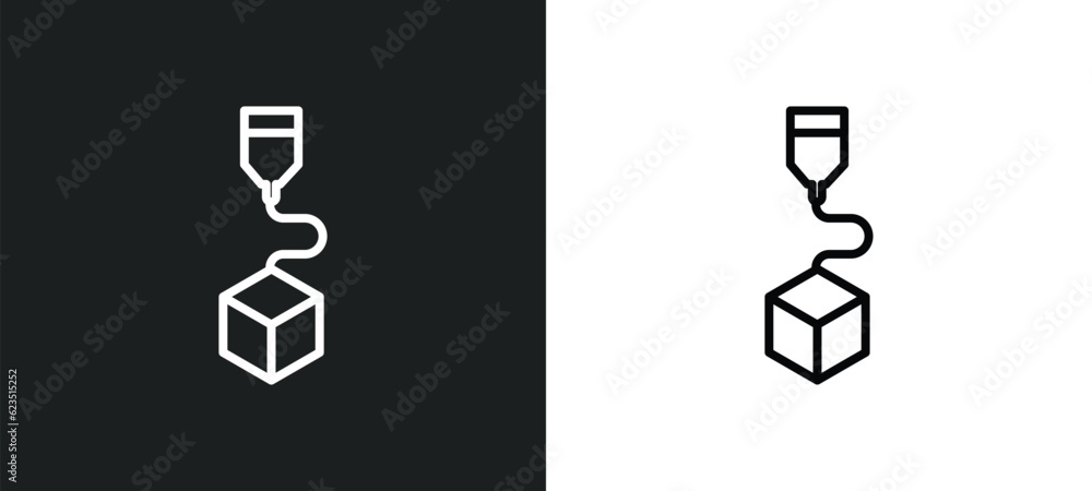 Poster 3d printing icon isolated in white and black colors. 3d printing outline vector icon from general co