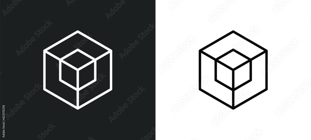 Poster 3d modeling icon isolated in white and black colors. 3d modeling outline vector icon from general co